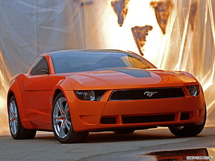 orange Ford Mustang, car, Ford Mustang HD wallpaper