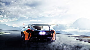 black and orange super car, car, McLaren P1