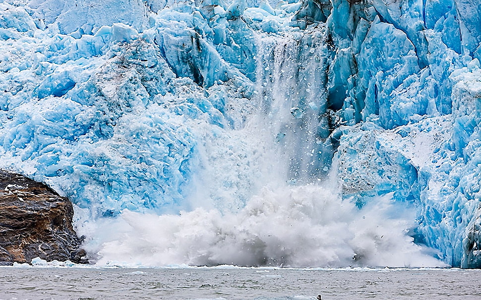 Glacier,  Collapse,  Thawing,  Spring HD wallpaper