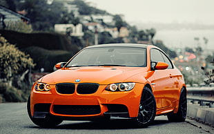 orange BMW coupe, orange, BMW, car, BMW M3 GTS