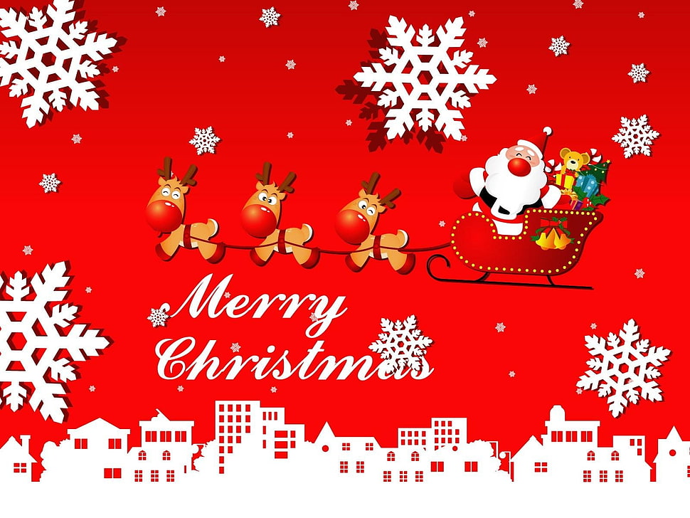 Merry Christmas illustration HD wallpaper