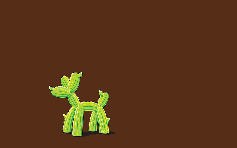 green cactus dog illustration, threadless, simple, minimalism, humor HD wallpaper