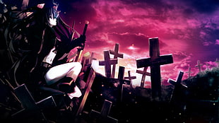 animated character sitting on cross HD wallpaper