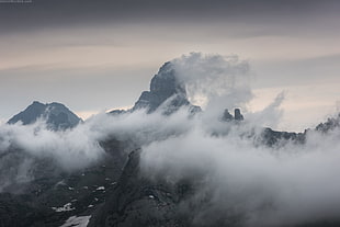 mountain alps, sky, mountains, snow, clouds HD wallpaper