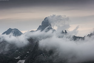 mountain alps, sky, mountains, snow, clouds