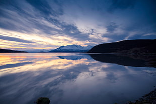 body of water, mountains, sky, landscape, clouds