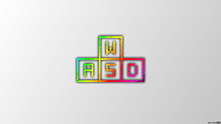 green and red WASD logo, WASD, pixel art, Trixel, minimalism