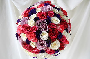 red, pink, and, white Roses bouquet