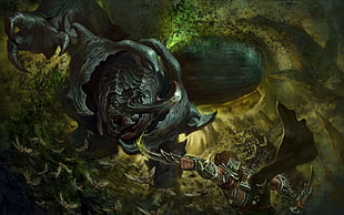 monster wallpaper, cape, sword, creature, insect HD wallpaper