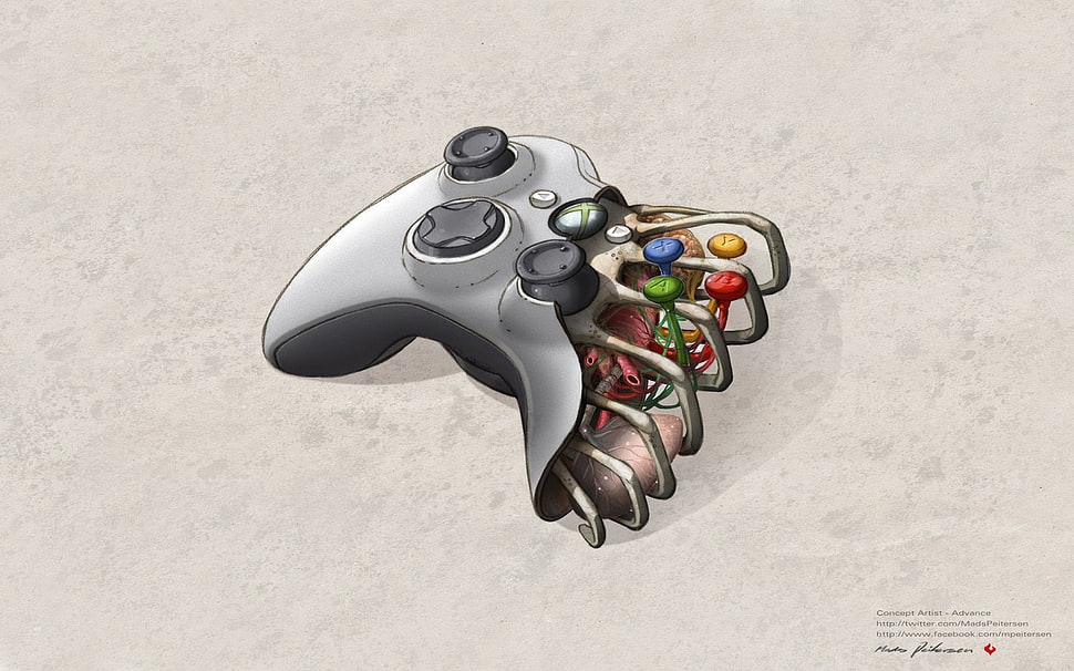 grey Xbox game controller HD wallpaper
