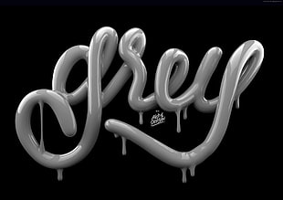 grey dropping paint text on black background 3D digital wallpaper