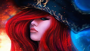 woman in black hat illustration HD wallpaper