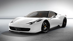 white Ferrari sports car, car