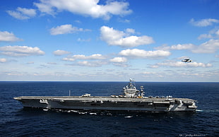 gray war ship, aircraft carrier, military, ship