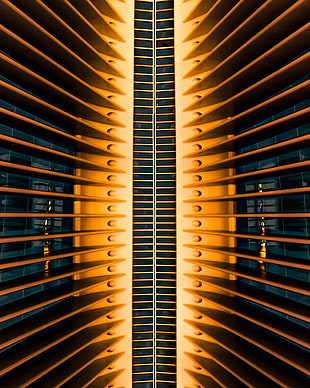 orange metal screen, Architecture, Building, High-rise HD wallpaper