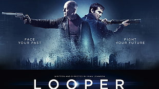 Looper movie illustration, movies, Looper, Bruce Willis, Joseph Gordon-Levitt