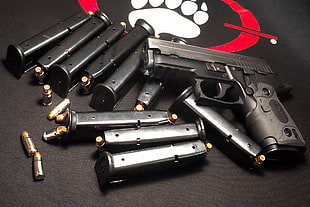 black semi-automatic pistol, gun, ammunition, Blackwater