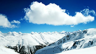 glacier mountain under white cloud blue skies HD wallpaper