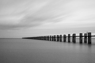 gray sea dock HD wallpaper