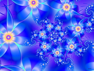 blue floral abstract HD wallpaper