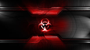 grey and red graphics card, biohazard