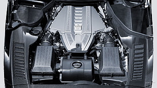 black and gray engine, Mercedes SLS, car, Mercedes Benz, vehicle