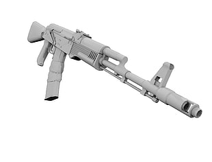 gray gun toy, kalashnikov, rifles, render, weapon