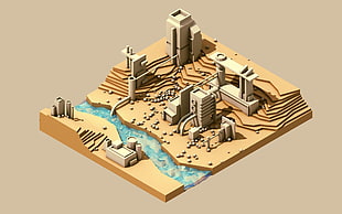 game application screenshot, digital art, water, river, poly