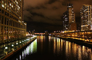 time lapse photography of lighted high rise buildings, chicago