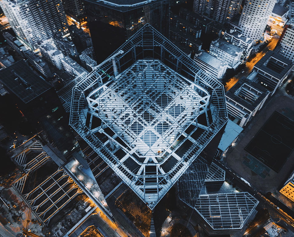 aerial photo of city, architecture, cityscape, skyscraper, rooftops HD wallpaper