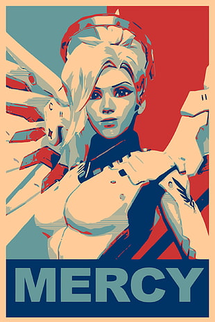 Mercy painting, propaganda, Mercy (Overwatch), Overwatch, Gamer HD wallpaper