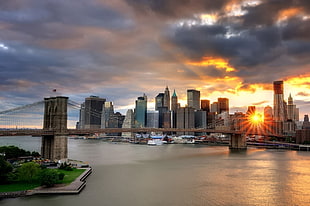 photo of Brooklyn bridge during golden hour