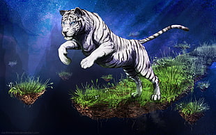 illustration of white tiger, animals, white tigers HD wallpaper