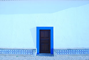 blue wooden 2-door cabinet