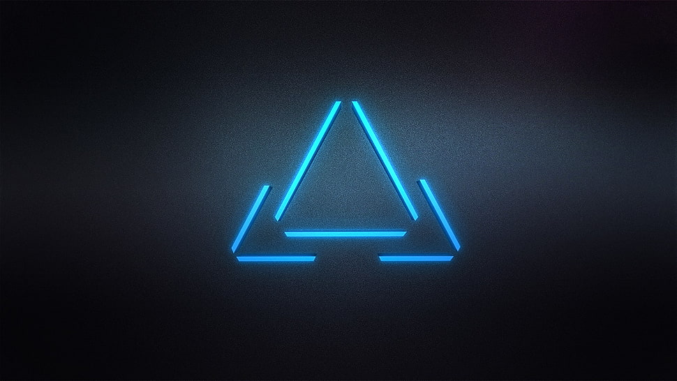 blue triangle logo, triangle, digital art, minimalism HD wallpaper