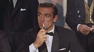 men's black shawl lapel tuxedo, James Bond, Sean Connery, movies HD wallpaper