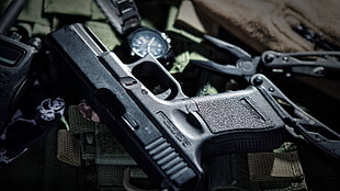 black semi-automatic pistol, Glock, pistol