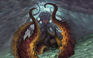 monster octopus illustration, whispers of the old gods, Hearthstone, N'Zoth