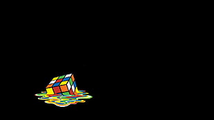 melted Rubik's Cube wallpaper, Rubik's Cube, melting, artwork, minimalism