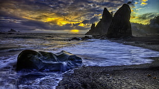 body of water, sea, clouds, sky, sunlight
