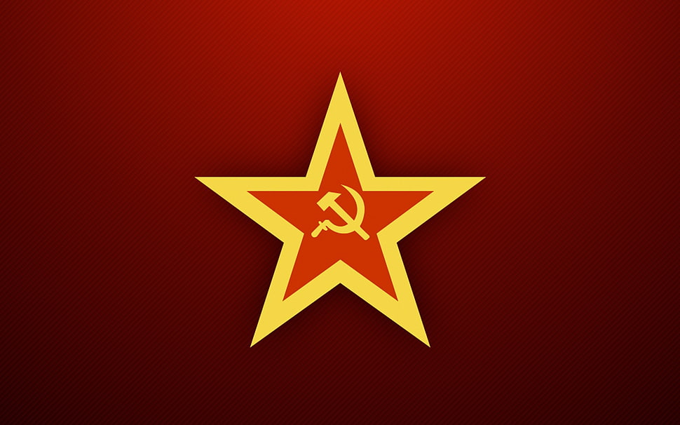 yellow and red star, USSR, Soviet Union, Russia, flag HD wallpaper