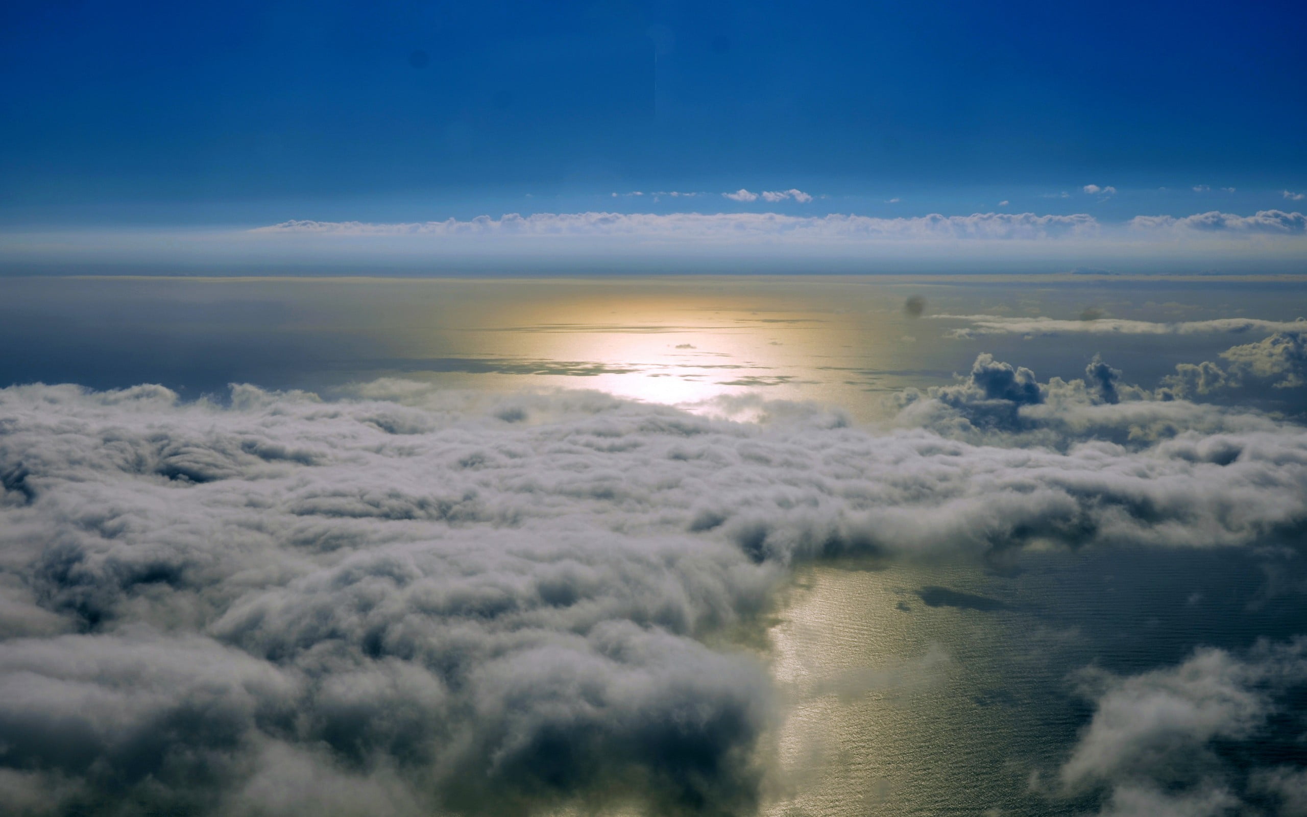 Blue Sky Landscape Sea Clouds Aerial View Hd Wallpaper Wallpaper