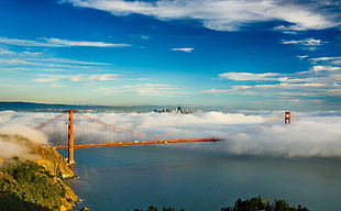 Golden Gate Bridge, New York, river, mist, landscape, Golden Gate Bridge