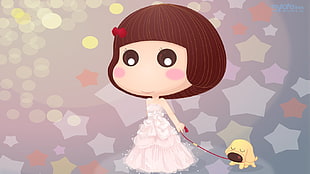 brown-haired female illustration, malafe, artwork