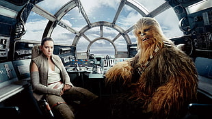 Star Wars Chewbacca and Rey, Star Wars: The Last Jedi, Star Wars, Rey (from Star Wars), Rey HD wallpaper