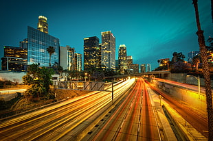 time lapse photograph of traffic HD wallpaper