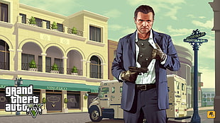Grand Theft Auto Five wallpaper, Grand Theft Auto V, Rockstar Games, video game characters HD wallpaper
