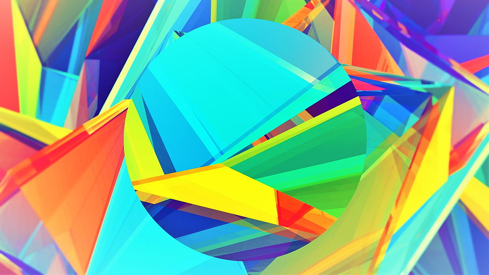 blue, yellow, and red tent, abstract, 3D, colorful, yellow HD wallpaper