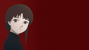 red and white printed textile, Serial Experiments Lain, Lain Iwakura HD wallpaper