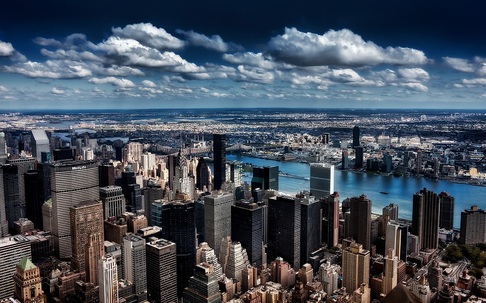high-rise buildings, skyscraper, city, New York City, HDR HD wallpaper